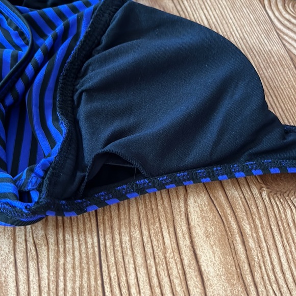 Purple &  black Stripe Halter Tankini Bathing Suit Swim Top Nwt  small/p - Picture 10 of 13